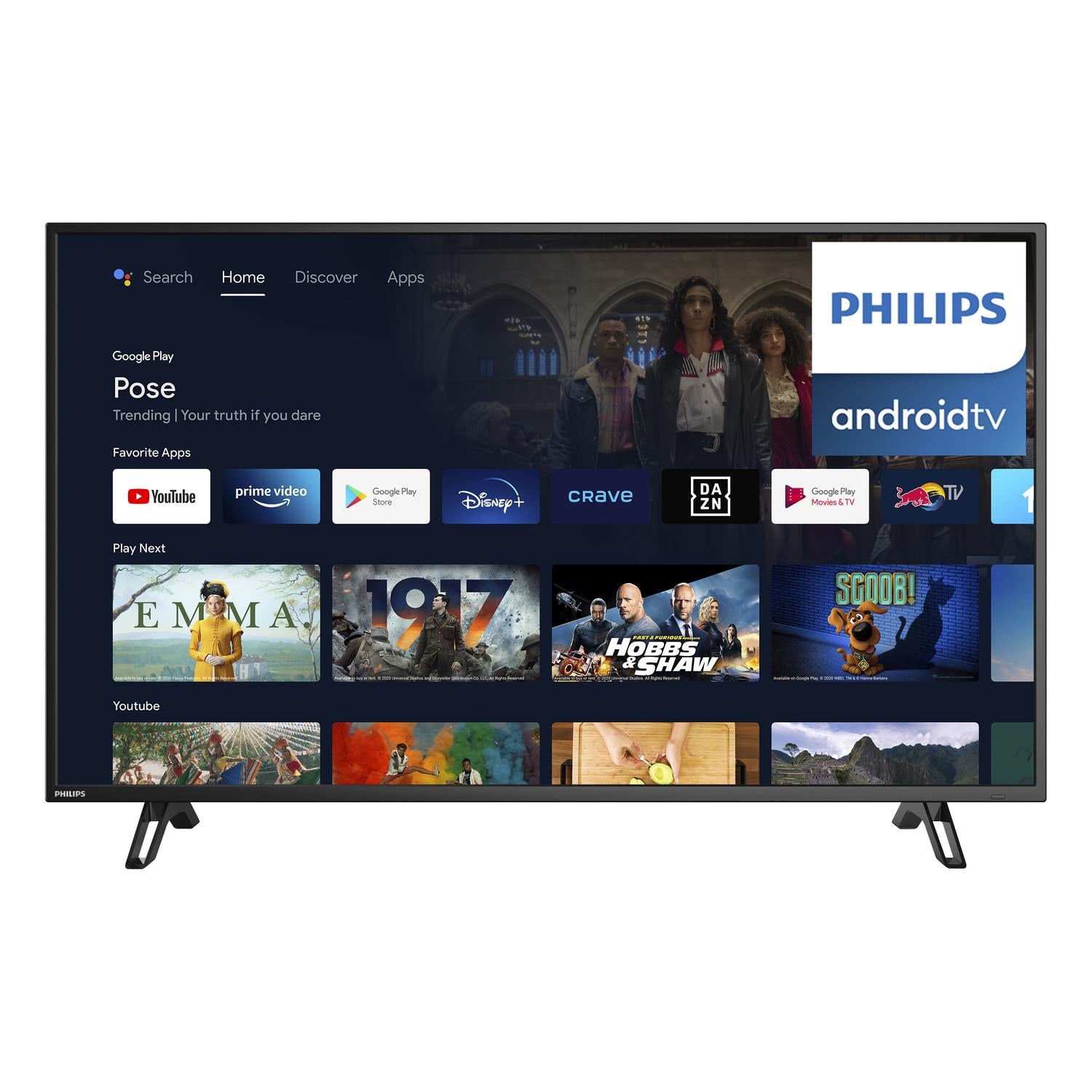 philips 43" class 4k ultra hd (2160p) android smart led tv with google assistant