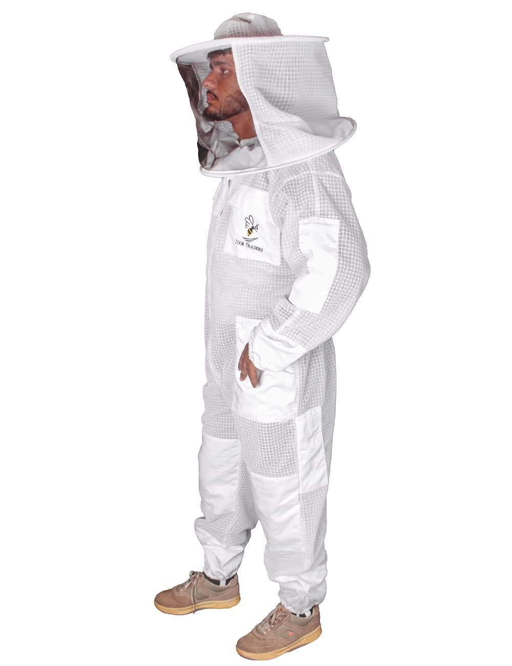toor traders 3 layers ventilated ultra breeze bee suit with round veil beekeeping hat - bee suits for men &amp; women professional &amp; beginner beekeeper.