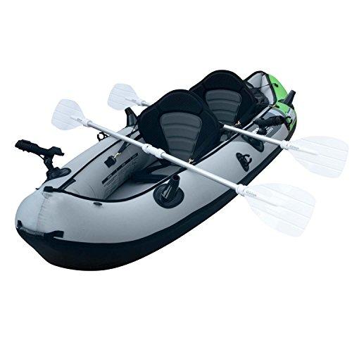 Elkton Outdoors Cormorant 2 Person Tandem Inflatable Fishing Kayak, 10-Foot with EVA Padded Seats, Includes 2 Active Fishing Rod