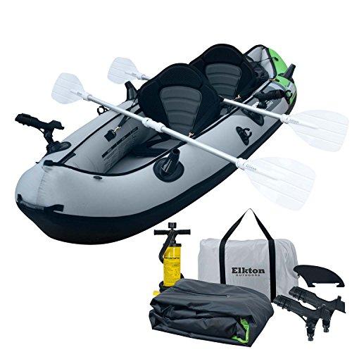 Elkton Outdoors Cormorant 2 Person Tandem Inflatable Fishing Kayak, 10-Foot with EVA Padded Seats, Includes 2 Active Fishing Rod