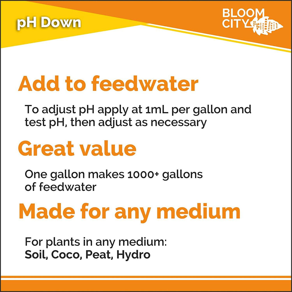 bloom city professional ph down liquid fertilizer, 5 gallon (640 oz)