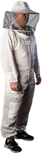forest beekeeping supply - premium ventilated beekeeping suit with round hood | suitable for beginner and commercial beekeepers | metal brass zippers | thumb straps | hive tool pockets (2xl)