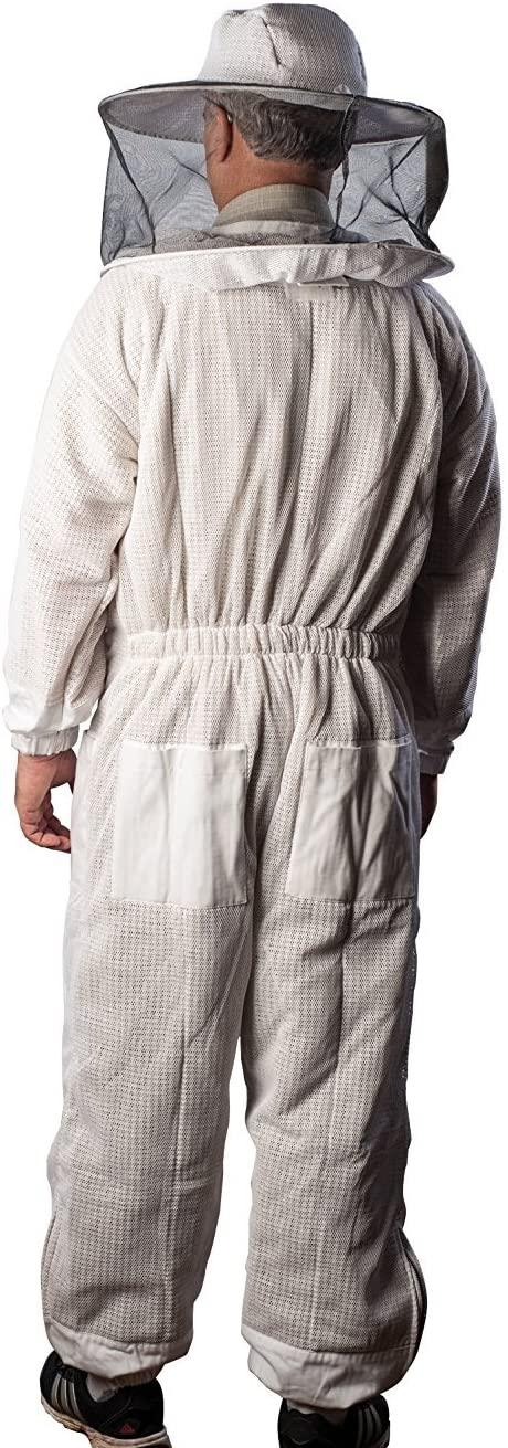 forest beekeeping supply - premium ventilated beekeeping suit with round hood | suitable for beginner and commercial beekeepers | metal brass zippers | thumb straps | hive tool pockets (2xl)