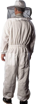 forest beekeeping supply - premium ventilated beekeeping suit with round hood | suitable for beginner and commercial beekeepers | metal brass zippers | thumb straps | hive tool pockets (2xl)