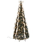 7' Silver &amp; Gold Pull-Up Christmas Tree by Holiday Peak, Pre-Lit and Fully Decorated, Collapses for Easy Storage