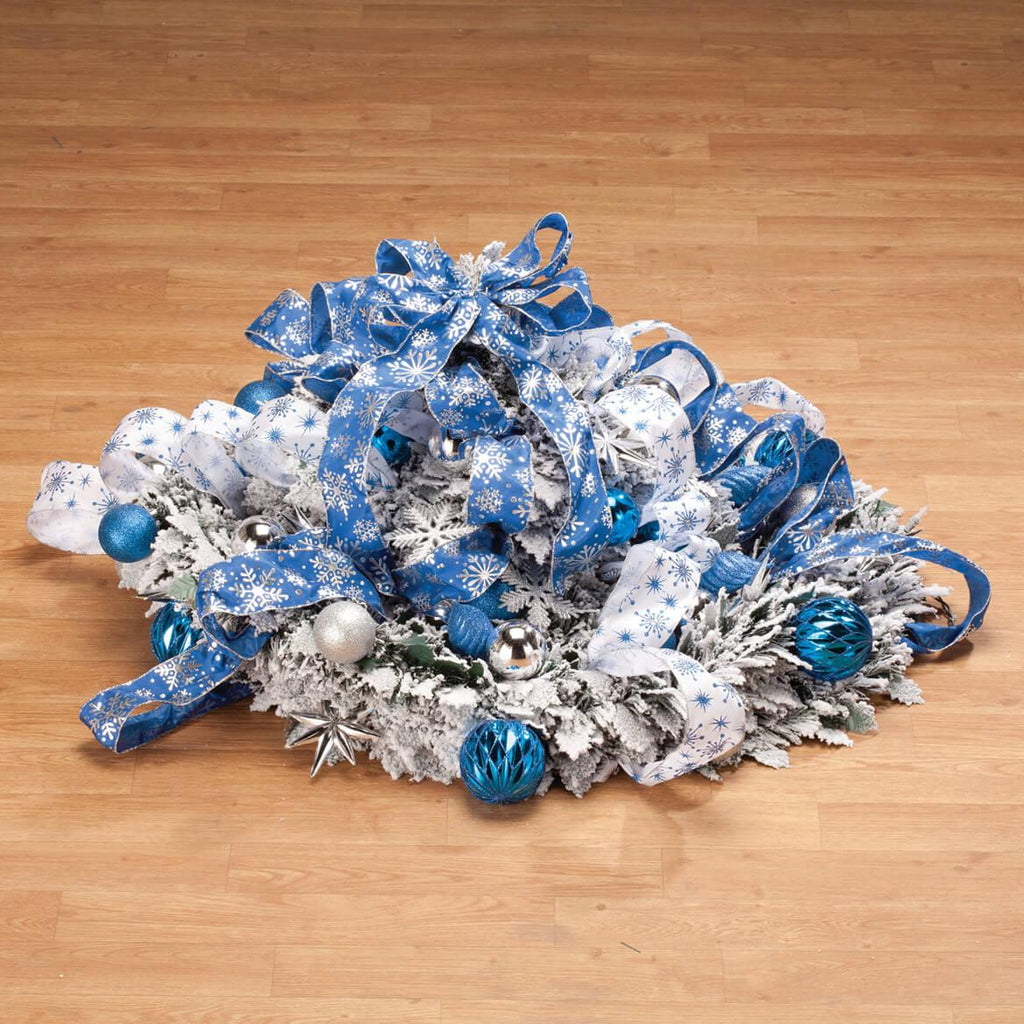 7' Silver &amp; Gold Pull-Up Christmas Tree by Holiday Peak, Pre-Lit and Fully Decorated, Collapses for Easy Storage