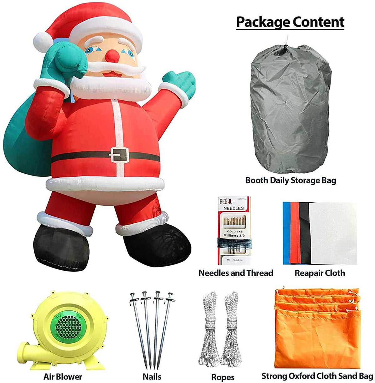 TKLoop Outdoor Santa Claus Premium Giant Yard Inflatable, with Blower 26'