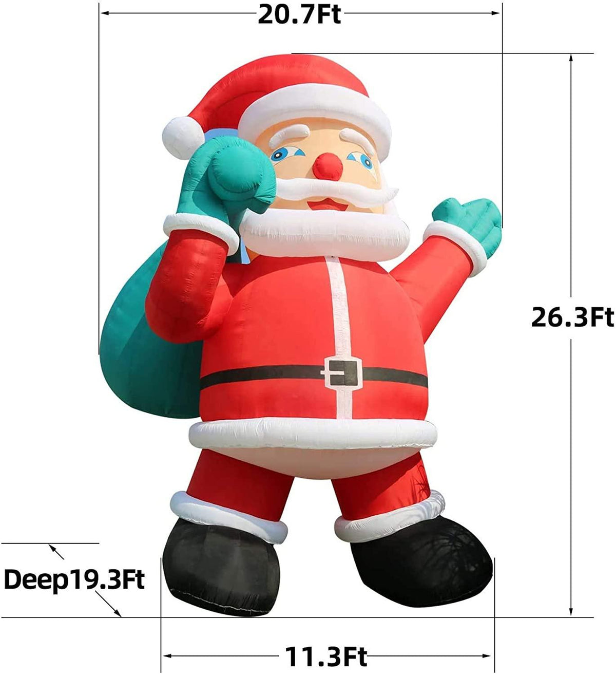 TKLoop Outdoor Santa Claus Premium Giant Yard Inflatable, with Blower 26'