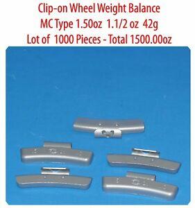 1000 Pcs CLIP-ON Wheel Weight  MC Type 1.50oz 1.1/2oz 42g Total 1500oz