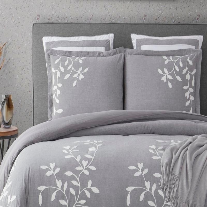 Laurel Park All Natural Pre-washed Chambray Cotton Comforter Set Queen
