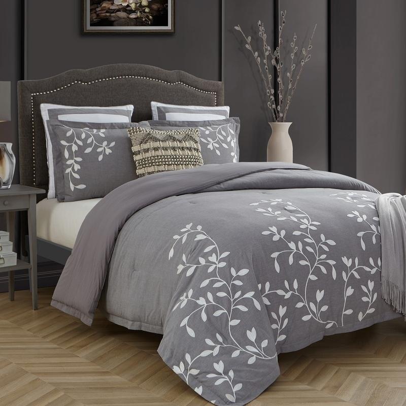 Laurel Park All Natural Pre-washed Chambray Cotton Comforter Set Queen