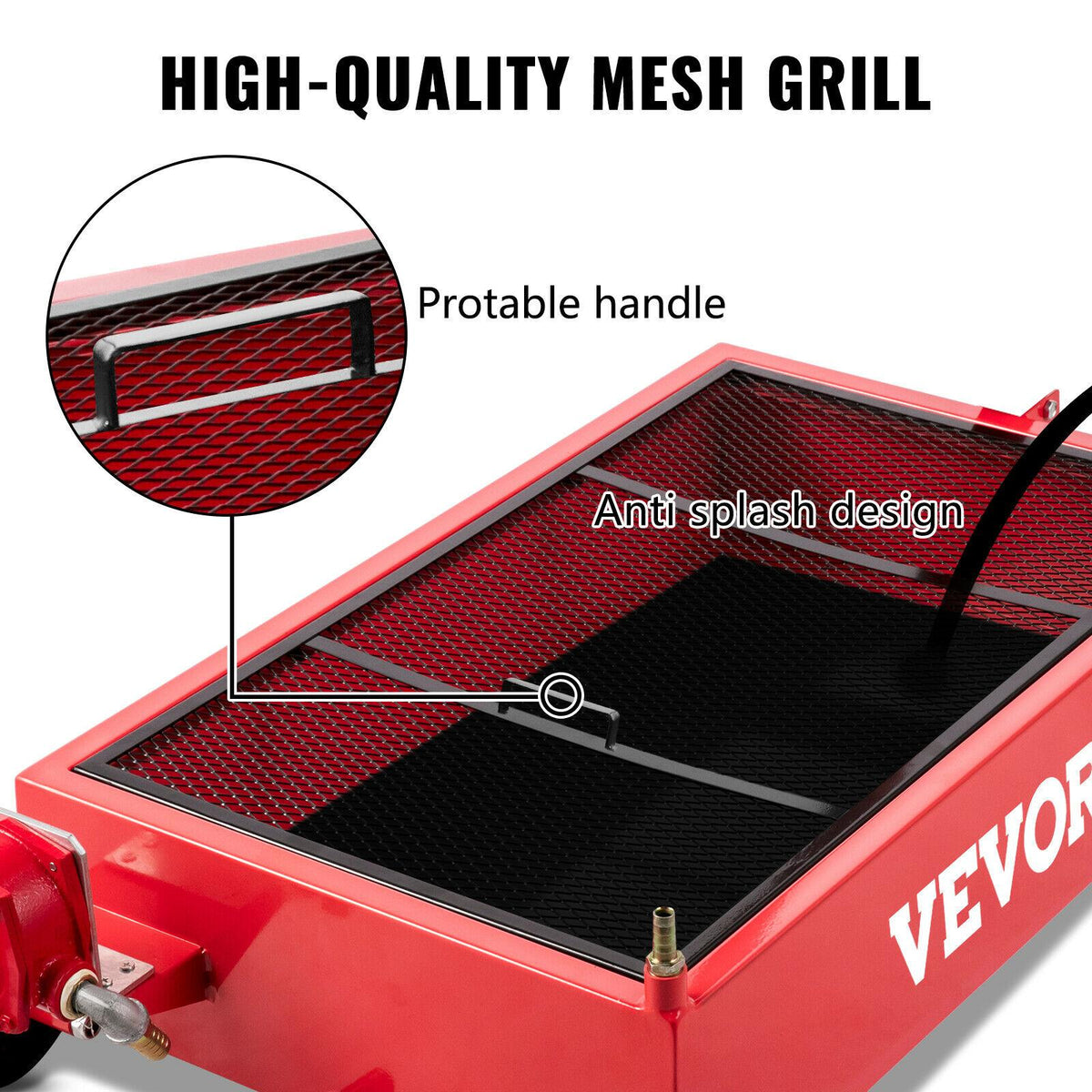 Low Profile Oil Drain Pan Truck Drain Pan 20 Gallon with Pump Hose Casters