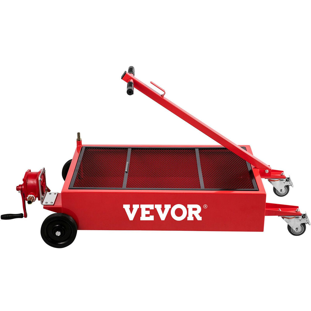 Low Profile Oil Drain Pan Truck Drain Pan 20 Gallon with Pump Hose Casters