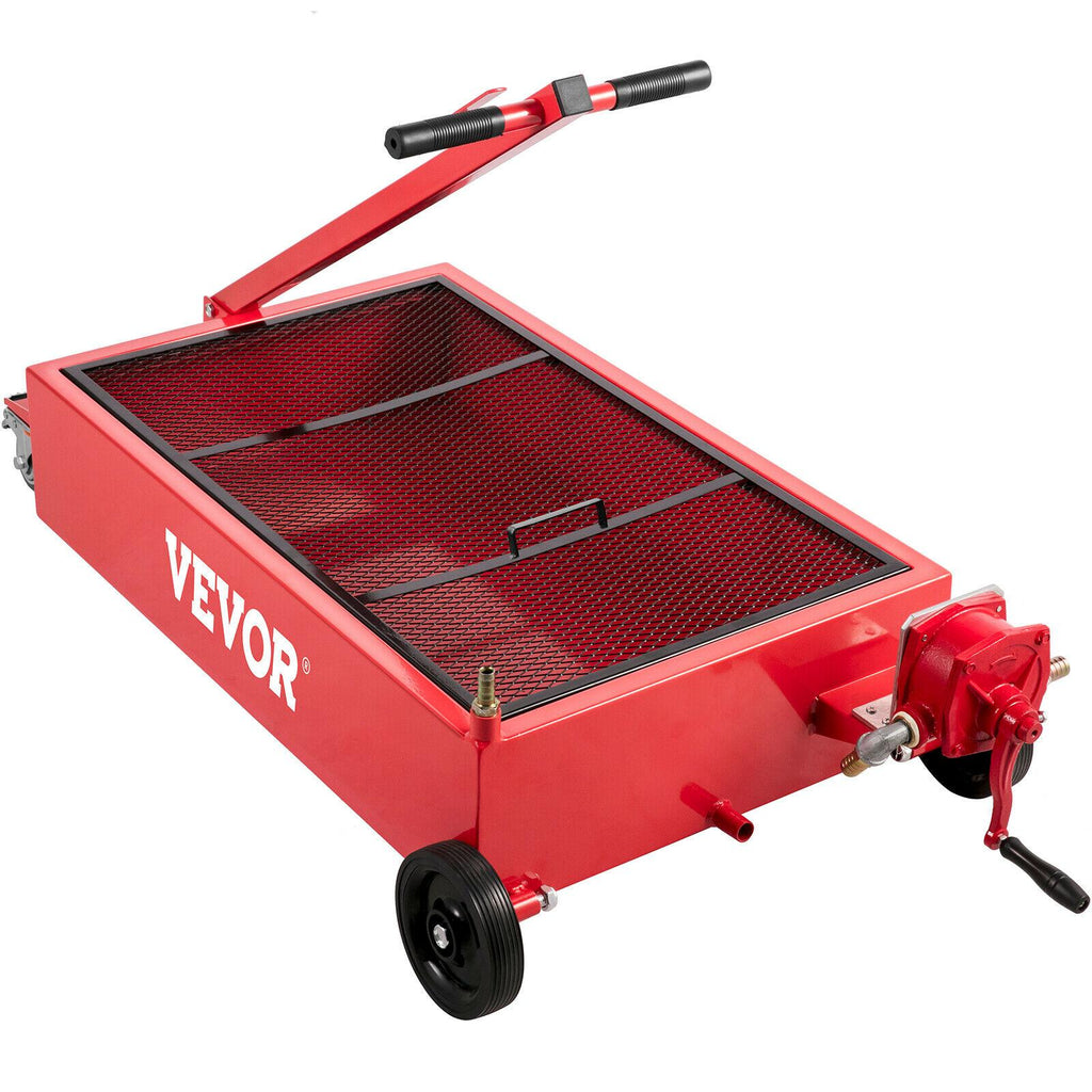 Low Profile Oil Drain Pan Truck Drain Pan 20 Gallon with Pump Hose Casters