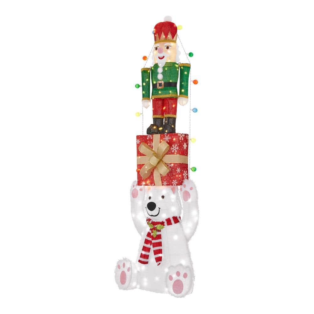 7 ft LED Polar Bear Gift Nutcracker Holiday Yard Decoration