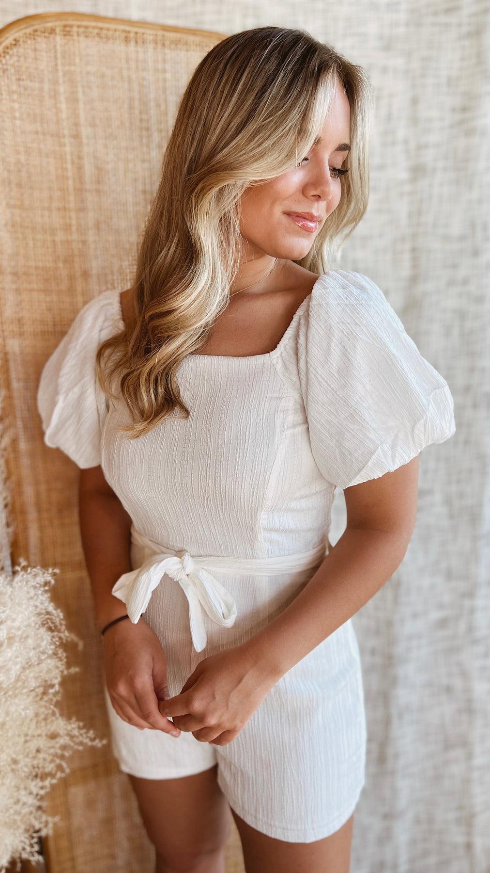 The Need No Man Puff Sleeve Romper