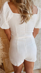 The Need No Man Puff Sleeve Romper