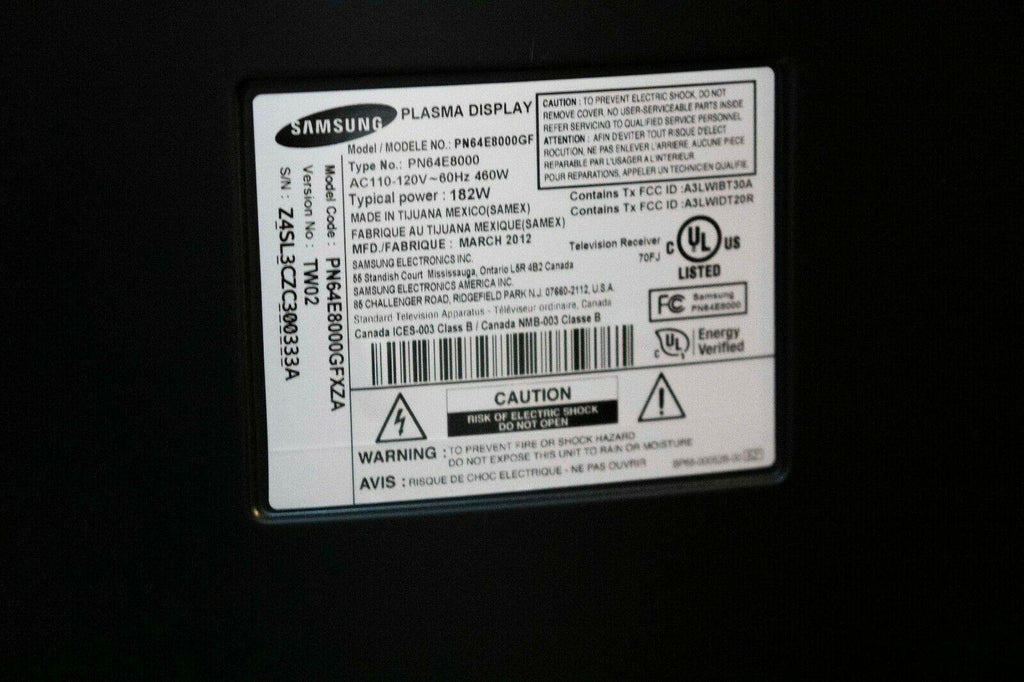 samsung pn64e8000 2012 64" 1080p plasma display tv + remotes, 3d glasses ~modded