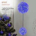Alpine Corporation 3-Tier Ornament String Holiday Decoration with LED Lights, Blue/White