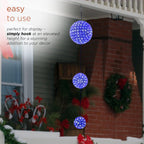 Alpine Corporation 3-Tier Ornament String Holiday Decoration with LED Lights, Blue/White