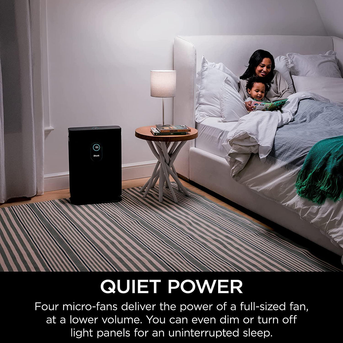 Shark HE402AMZ Air Purifier 4 True HEPA with Microban Protection Cleans up to 1000 Sq. Ft., Captures 99.98% of particles, allergens, smoke, odors to 0.1–0.2 microns, Advanced Odor Lock, 4 Fan, Grey