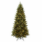 Puleo International Clear 500 Prelit Incandescent Green Slim Westford Spruce Artificial Christmas Tree, 7.5'