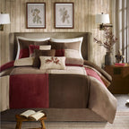 Gracie Mills Jackson Blocks 7 Piece Comforter Set, Queen, Red - MP10-283