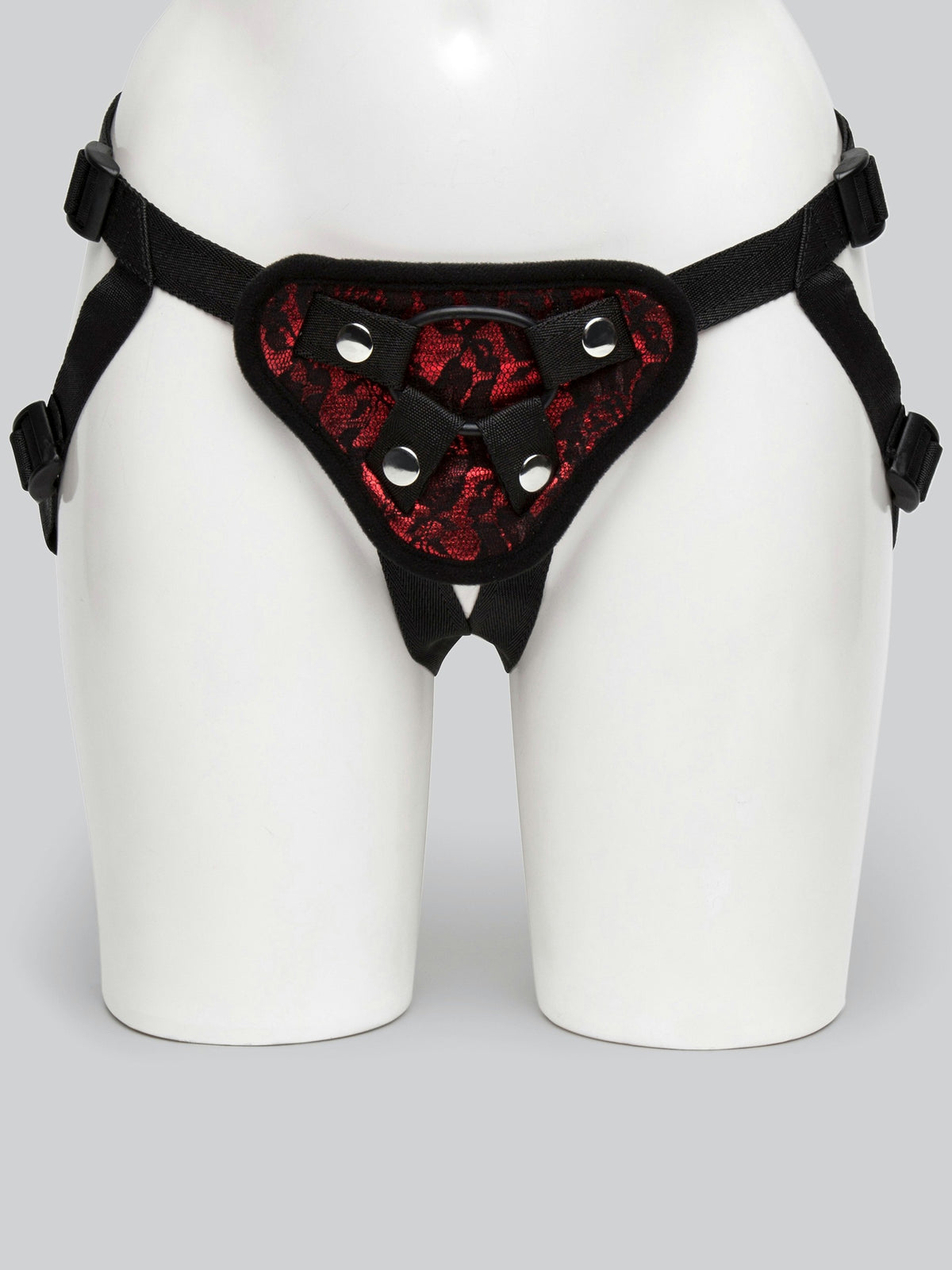 Bondage Boutique Lace Strap-On Harness, Red