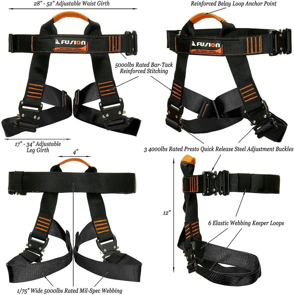 Fusion Climb Tactical Edition Adults Commercial Zip Line Kit Harness/Lanyard Bundle FTK-A-HL-04