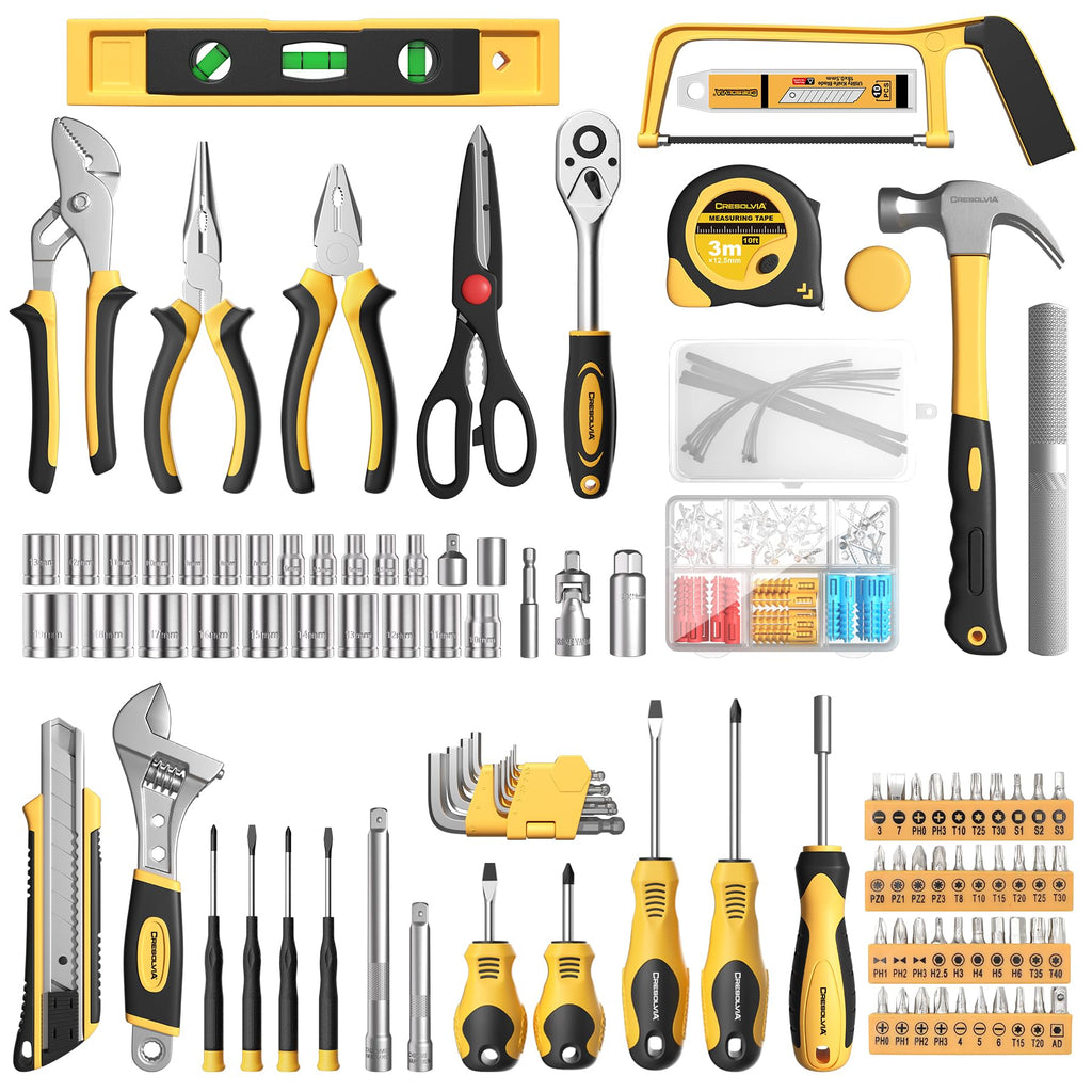 328 Piece Tool Kit for Home,Hand Repair Tool Set,Toolbox StoraCase with Drawer,General Household/Auto Tool Kit,Perfect for Homeowner, DIY, Handyman