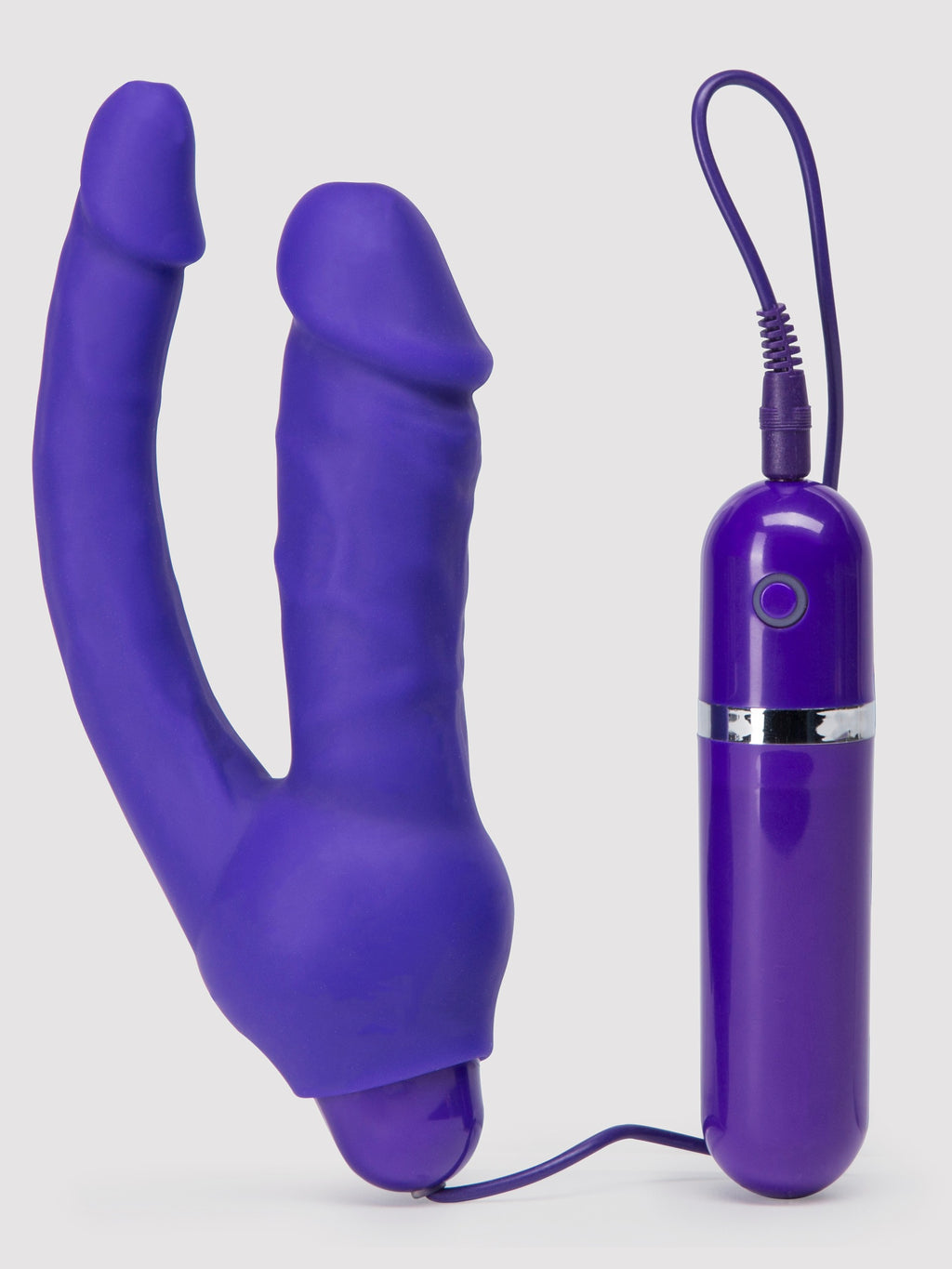 Double O Heaven 10 Function Vibrating Silicone Double Penetration Dildo, Purple