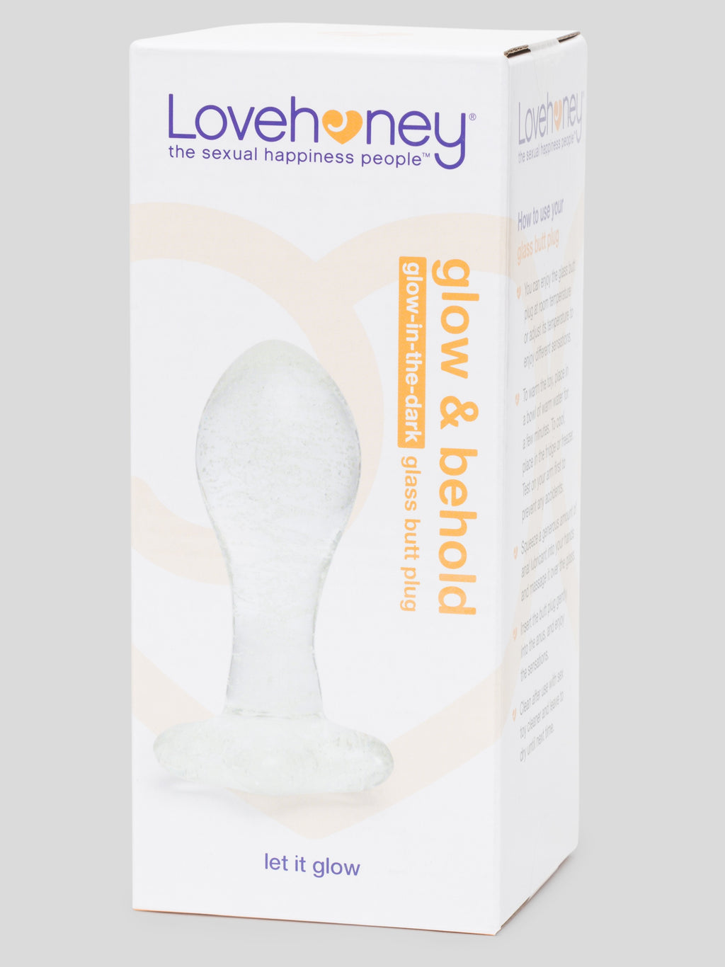 Lovehoney Sensual Glass Glow-in-the-Dark Butt Plug , Glow