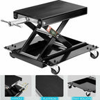 1100Lbs Steel Wide Deck Motorcycle Lift ATV Scissor Lift Jack w Dolly Hand Crank