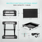 1100Lbs Steel Wide Deck Motorcycle Lift ATV Scissor Lift Jack w Dolly Hand Crank