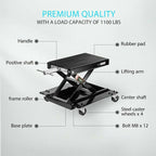 1100Lbs Steel Wide Deck Motorcycle Lift ATV Scissor Lift Jack w Dolly Hand Crank
