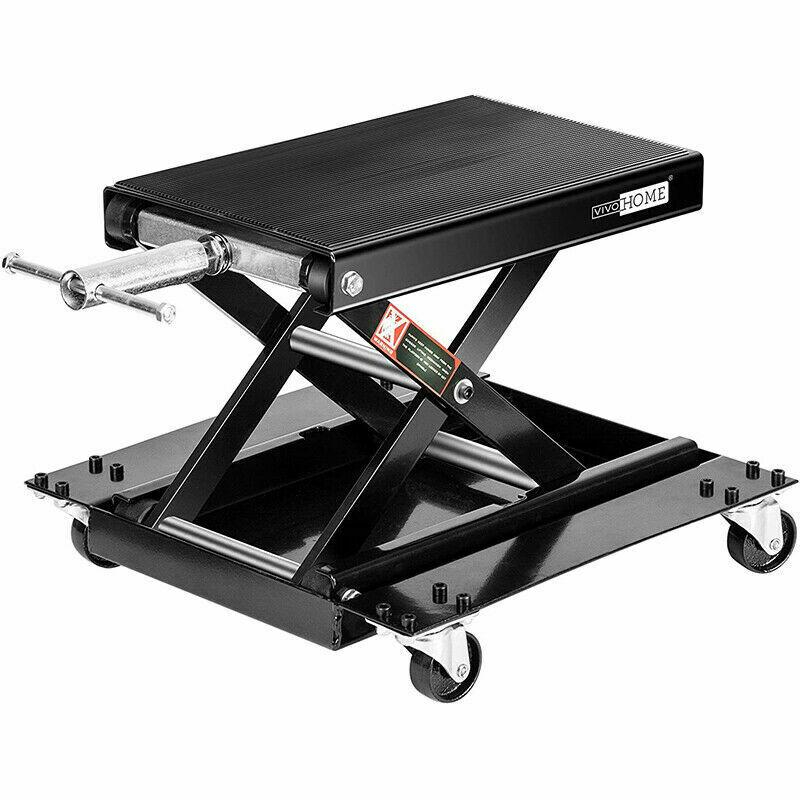 1100Lbs Steel Wide Deck Motorcycle Lift ATV Scissor Lift Jack w Dolly Hand Crank