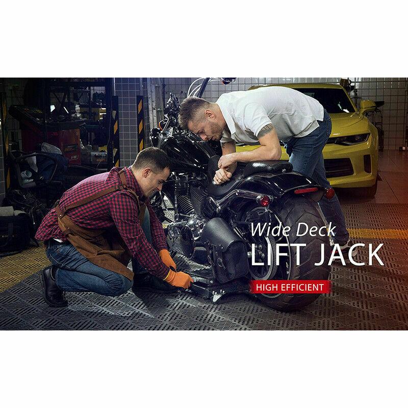 1100Lbs Steel Wide Deck Motorcycle Lift ATV Scissor Lift Jack w Dolly Hand Crank