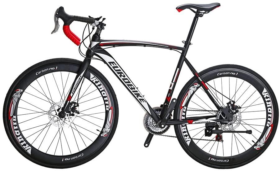 SDXC550 700C Adult Road Bike Steel Frame 54cm High Rim Wheel Dual Disc Brake 21 Speed Gear System Men Road Bicycle