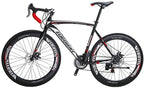 SDXC550 700C Adult Road Bike Steel Frame 54cm High Rim Wheel Dual Disc Brake 21 Speed Gear System Men Road Bicycle