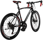 SDXC550 700C Adult Road Bike Steel Frame 54cm High Rim Wheel Dual Disc Brake 21 Speed Gear System Men Road Bicycle