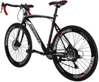 SDXC550 700C Adult Road Bike Steel Frame 54cm High Rim Wheel Dual Disc Brake 21 Speed Gear System Men Road Bicycle
