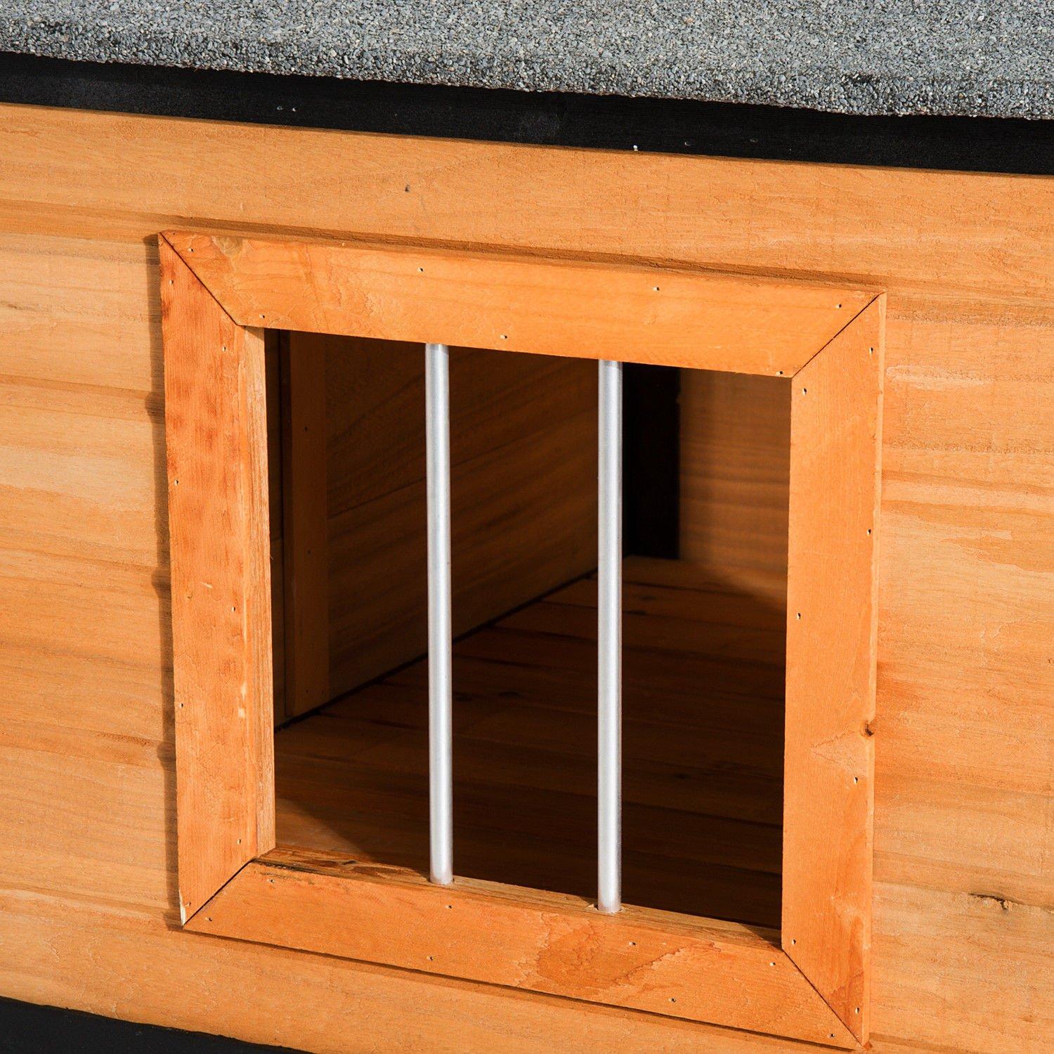 PawHut 67" LarWooden Cabin Style Elevated Outdoor Dog House with Porch