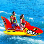 WOW Watersports Inflatable 2 Person Big Shark Towable Boating Tube with Handles and Cyclone Spinner Towable Rotating Boating
