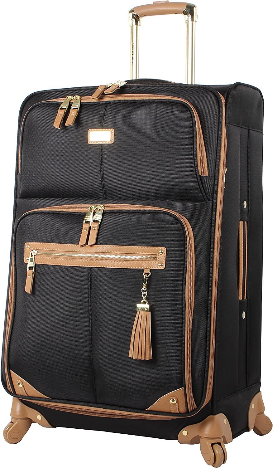 er Luggage - Checked Large 28 Inch Softside Suitcase - Expandable for Extra Packing Capacity - Lightweight Bag with Rolling Spinner Wheels (Harlo Black)