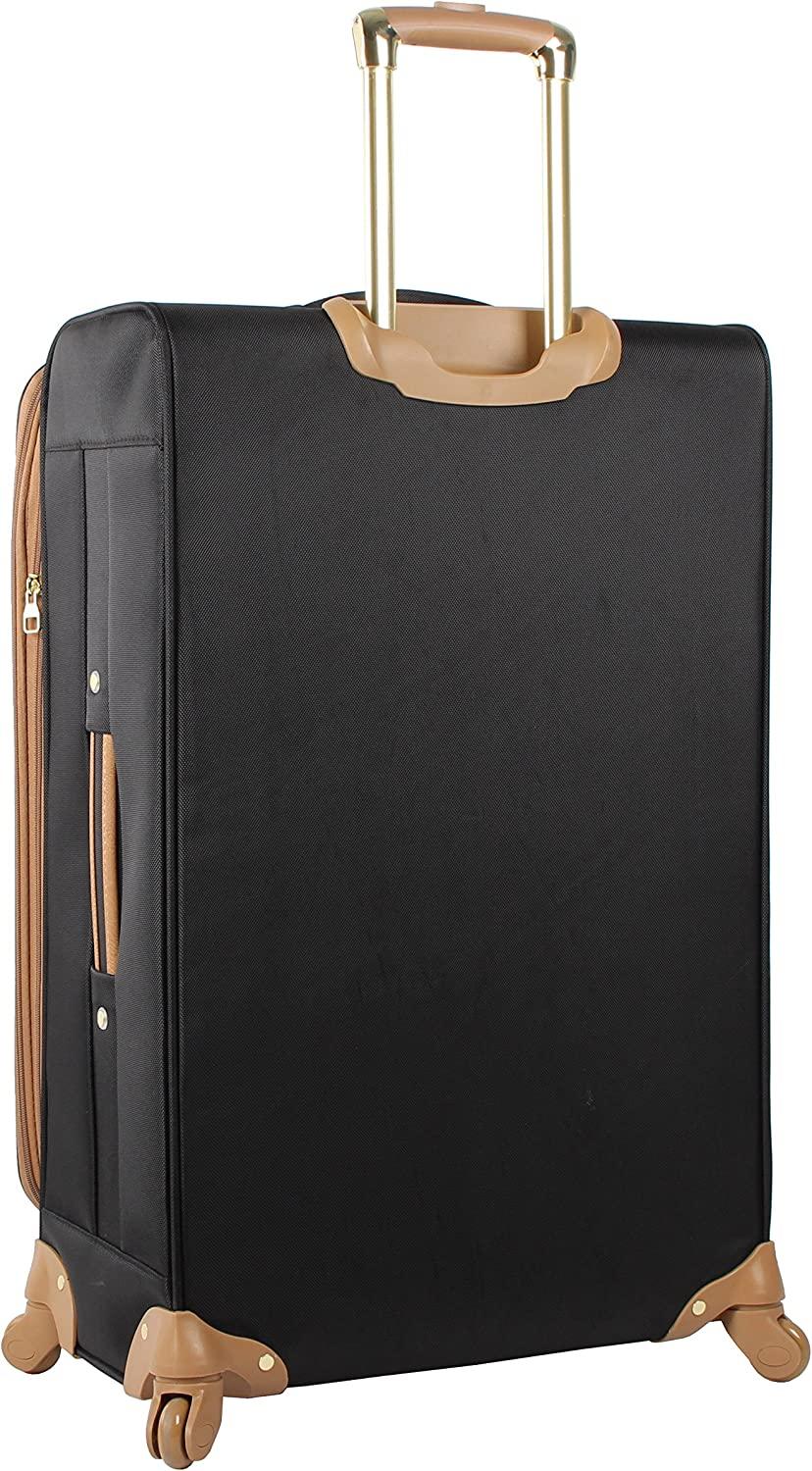 er Luggage - Checked Large 28 Inch Softside Suitcase - Expandable for Extra Packing Capacity - Lightweight Bag with Rolling Spinner Wheels (Harlo Black)