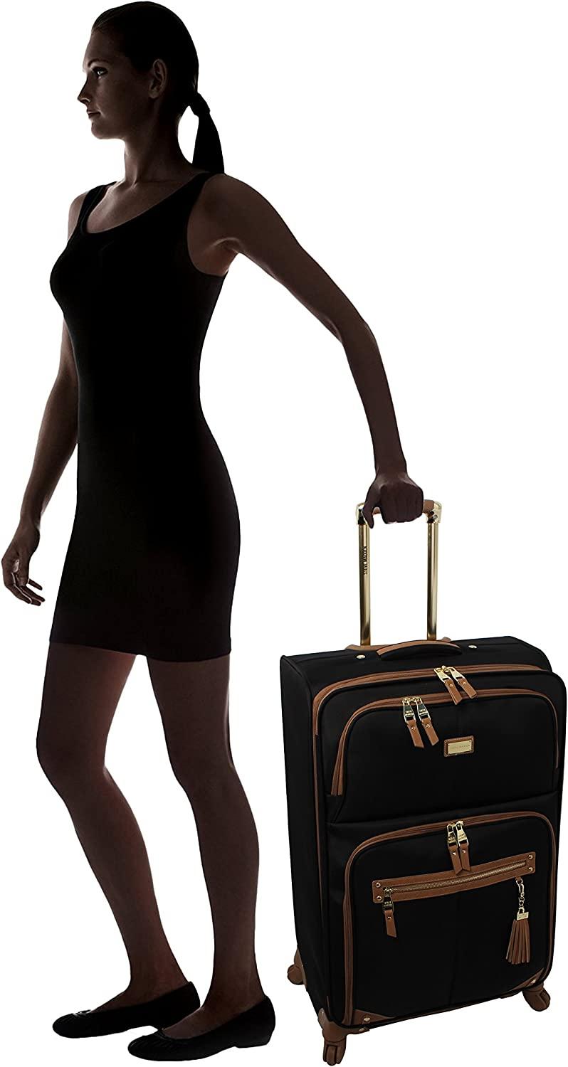 er Luggage - Checked Large 28 Inch Softside Suitcase - Expandable for Extra Packing Capacity - Lightweight Bag with Rolling Spinner Wheels (Harlo Black)