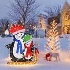 44 in. Lighted Standing Penguins Artificial Christmas Decoration Pre-Lit 80 LED Bulbs