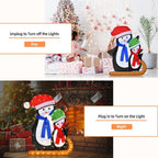 44 in. Lighted Standing Penguins Artificial Christmas Decoration Pre-Lit 80 LED Bulbs