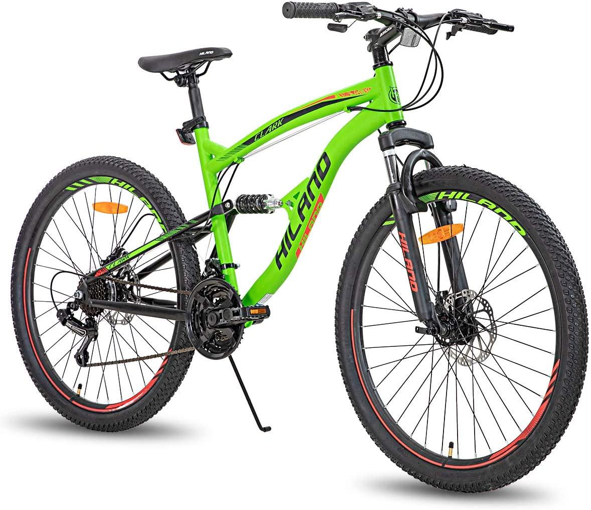 Hiland 26 Inch Mountain Bike for Men 21-Speed MTB Bicycle 18 Inch Dual-Suspension Urban Commuter City Bicycle Green
