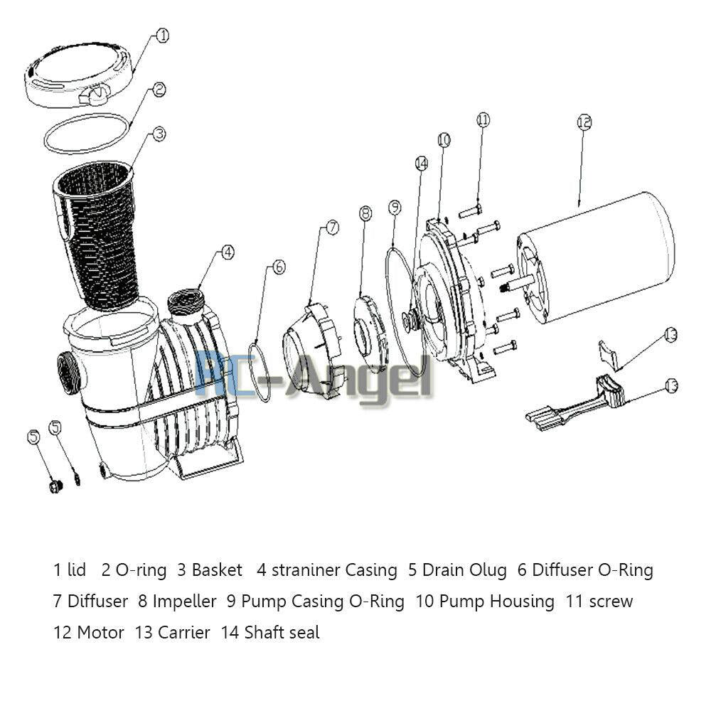 2hp 2 speed 230v 1.5" npt inground swimming pool pump motor w/strainer hayward
